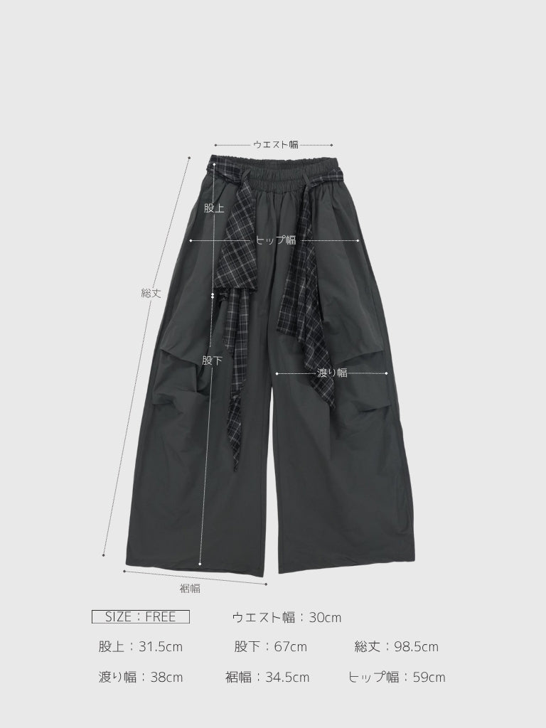 check loop wide pants