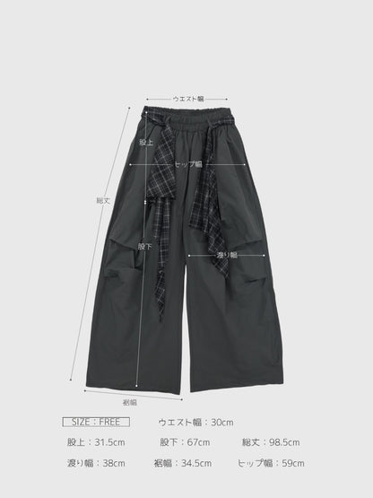 check loop wide pants