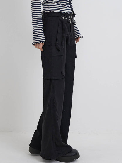 belt stud bootcut pants