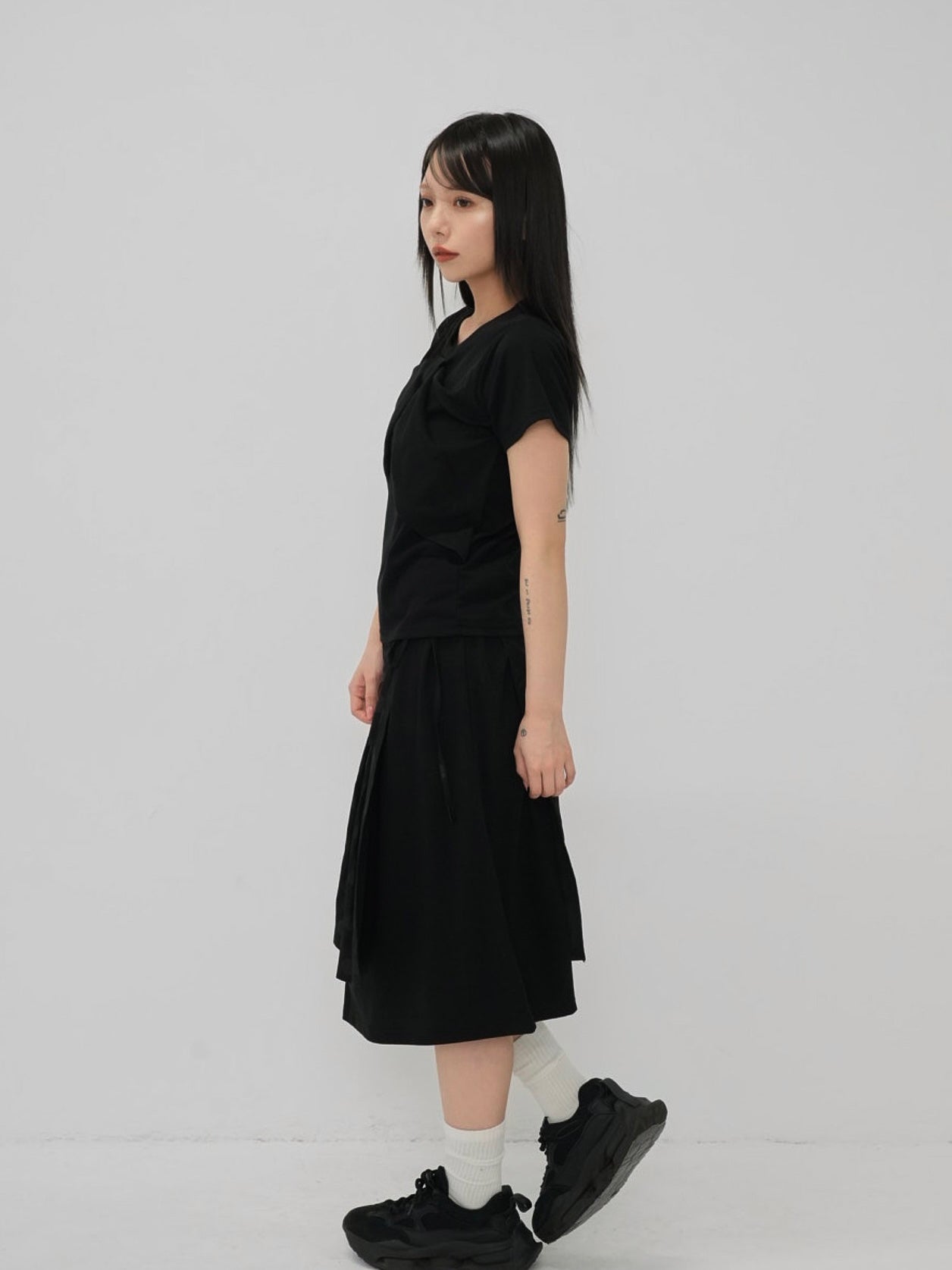 dot layered long skirt