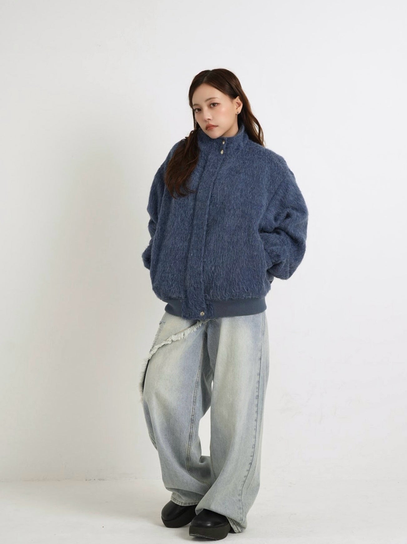 mohair snap blouson