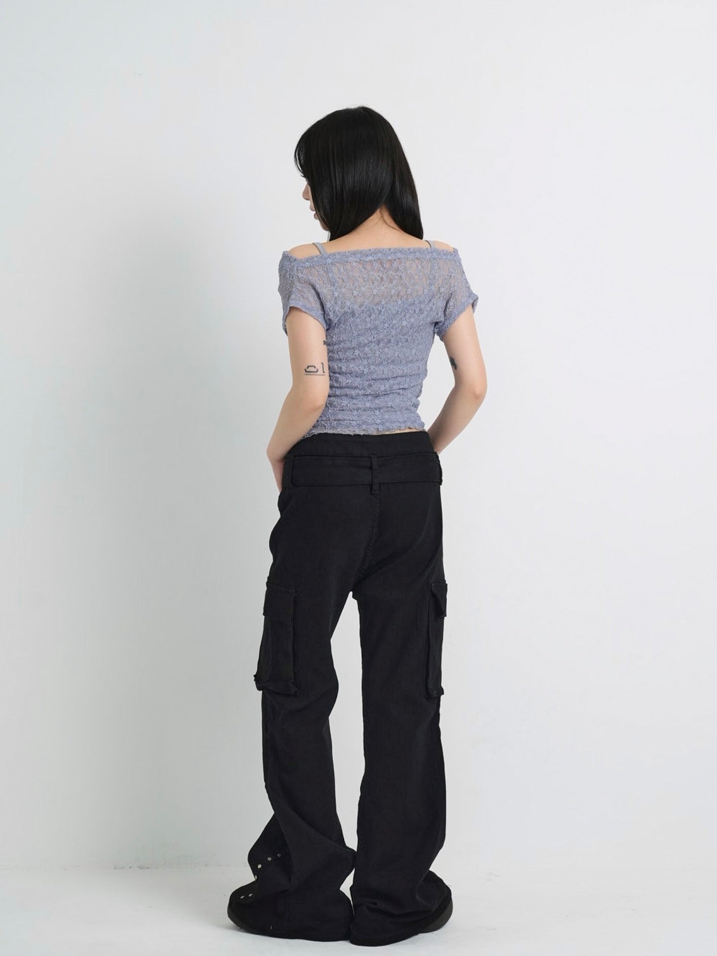 lace shirring off shoulder tops