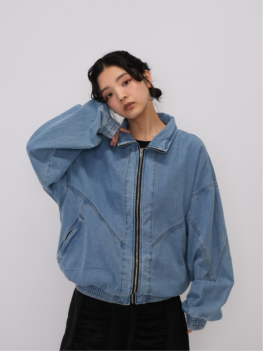 denim zipper blouson