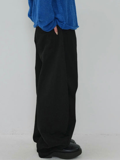 back belt detail wide pants