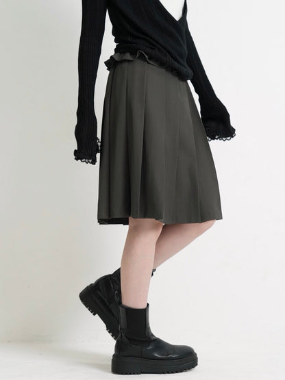 frill waist pleated skirt