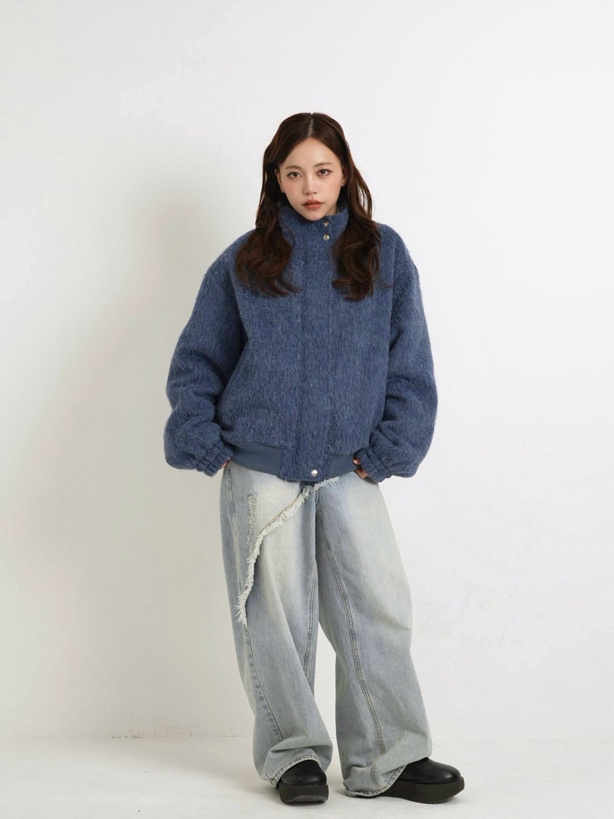 mohair snap blouson