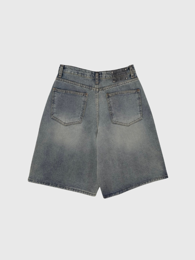 washed bermuda denim pants