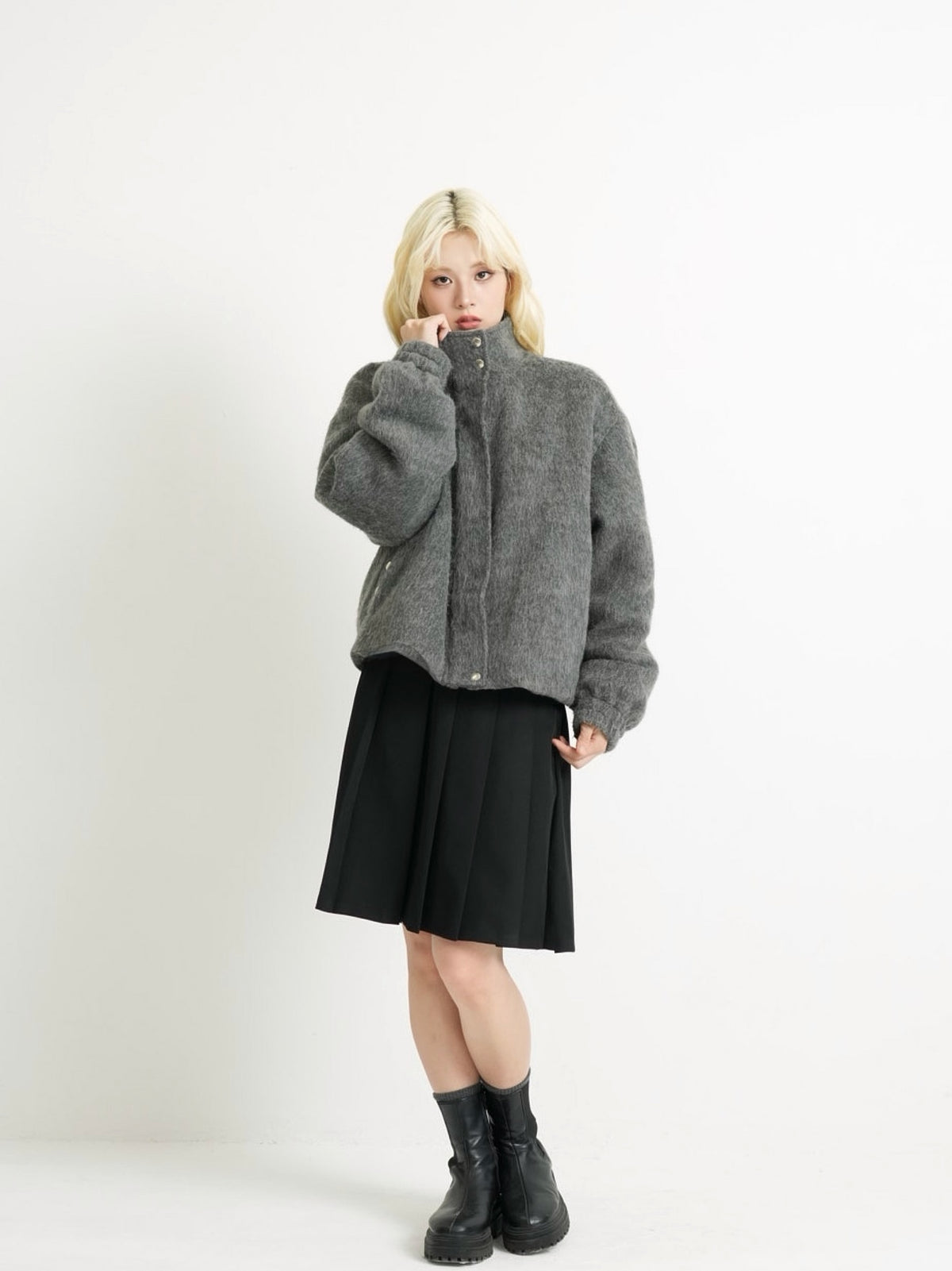 mohair snap blouson