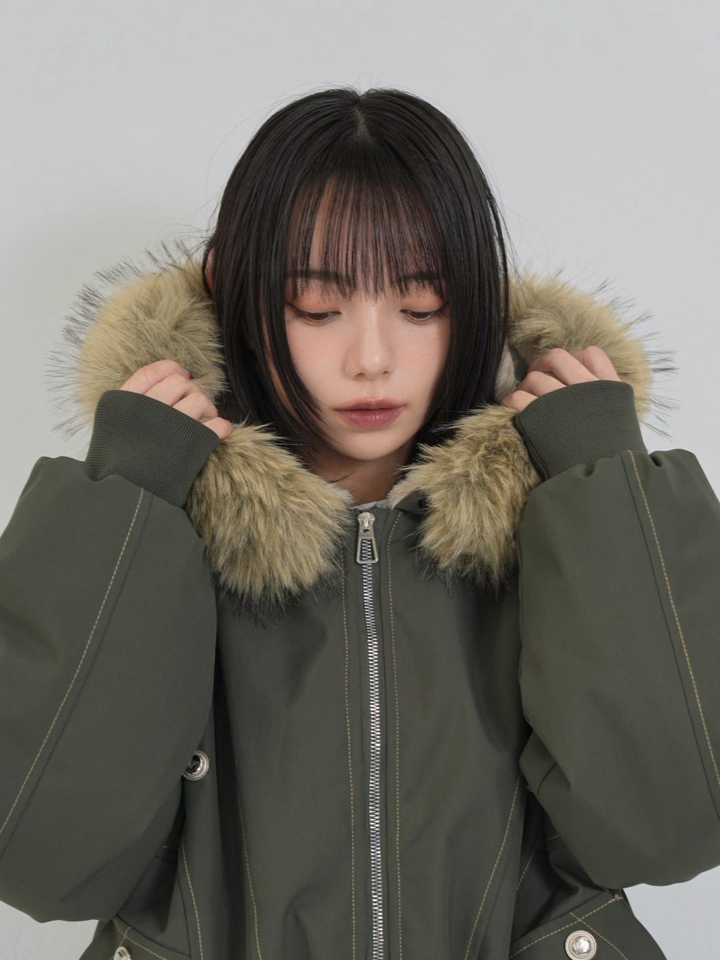 military fur hood jacket