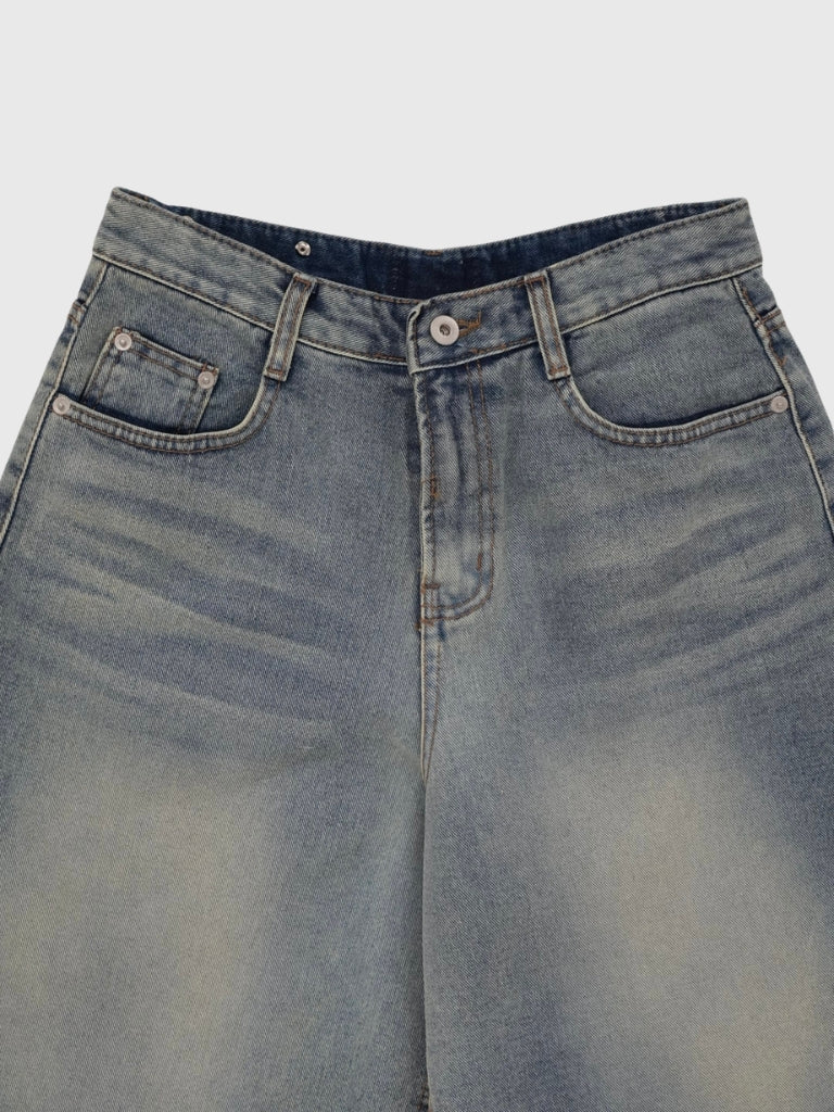 washed bermuda denim pants