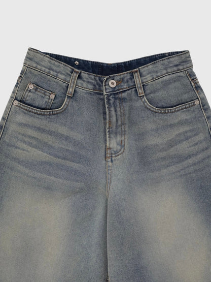 washed bermuda denim pants