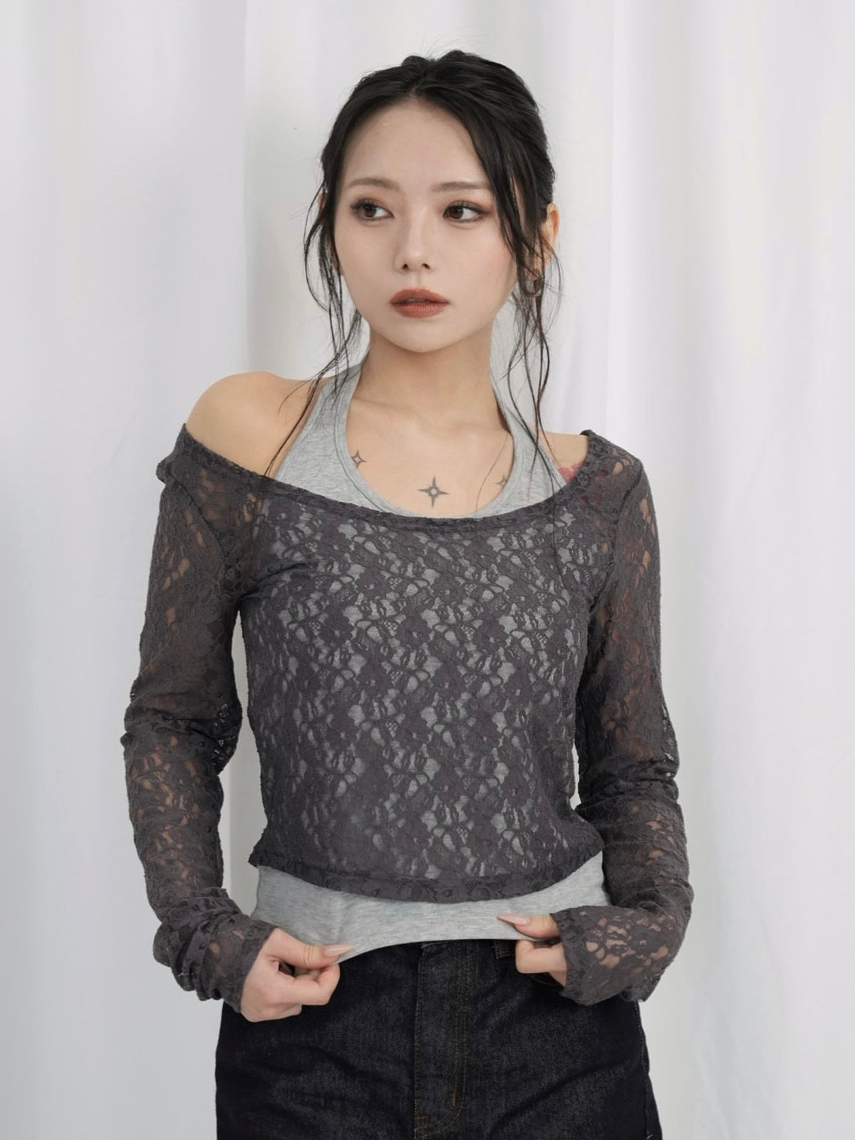 layered lace halter tops