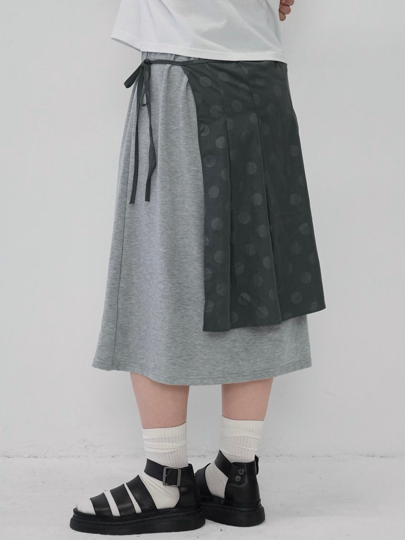dot layered long skirt