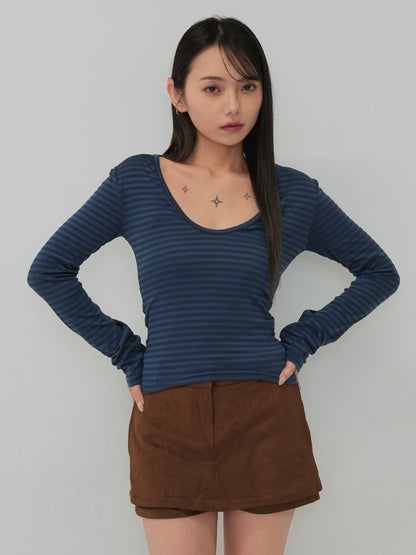 stripe waist wrap tops