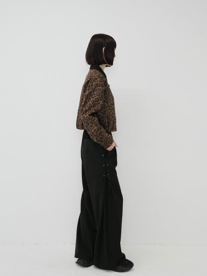 leopard collar blouson