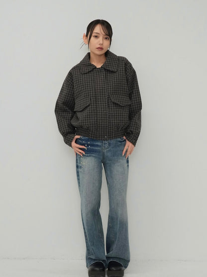 check pocket blouson