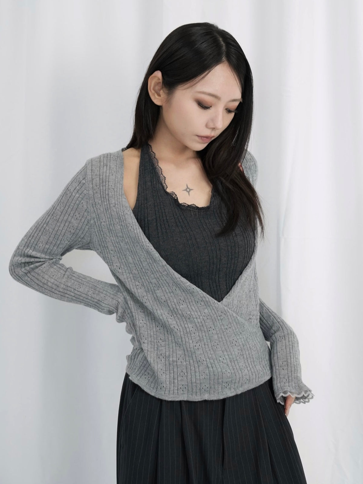 deep v neck cardigan