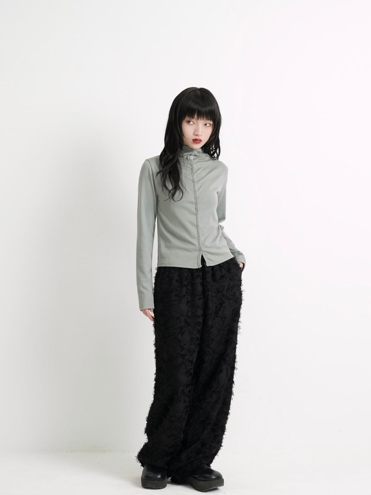 high neck fitted cardigan