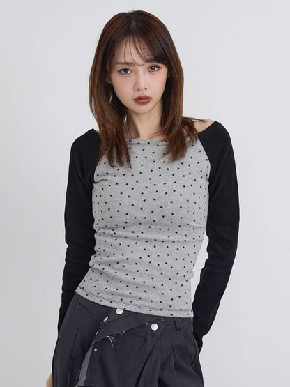 star dot raglan tops