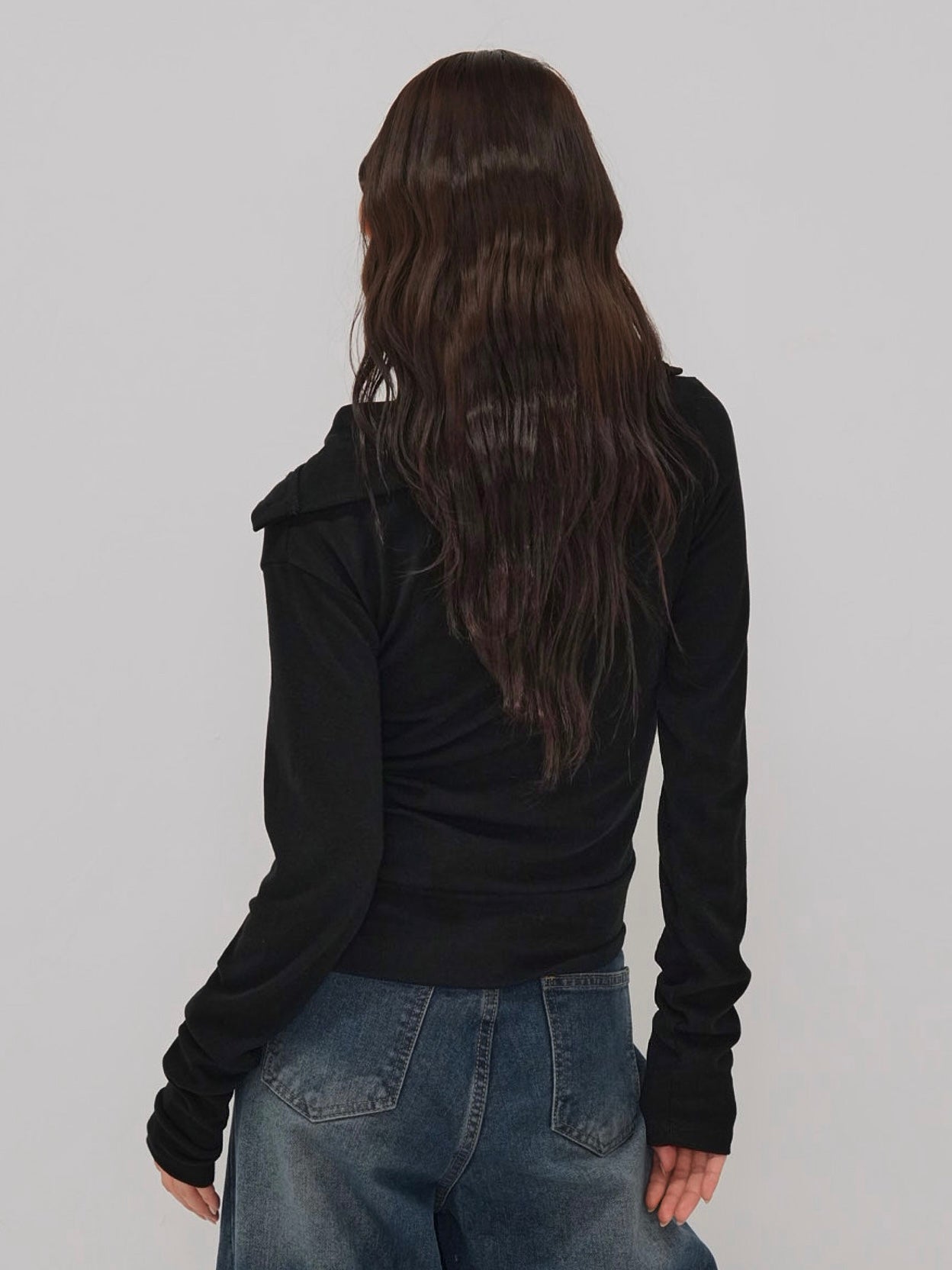 high neck twist button cardigan