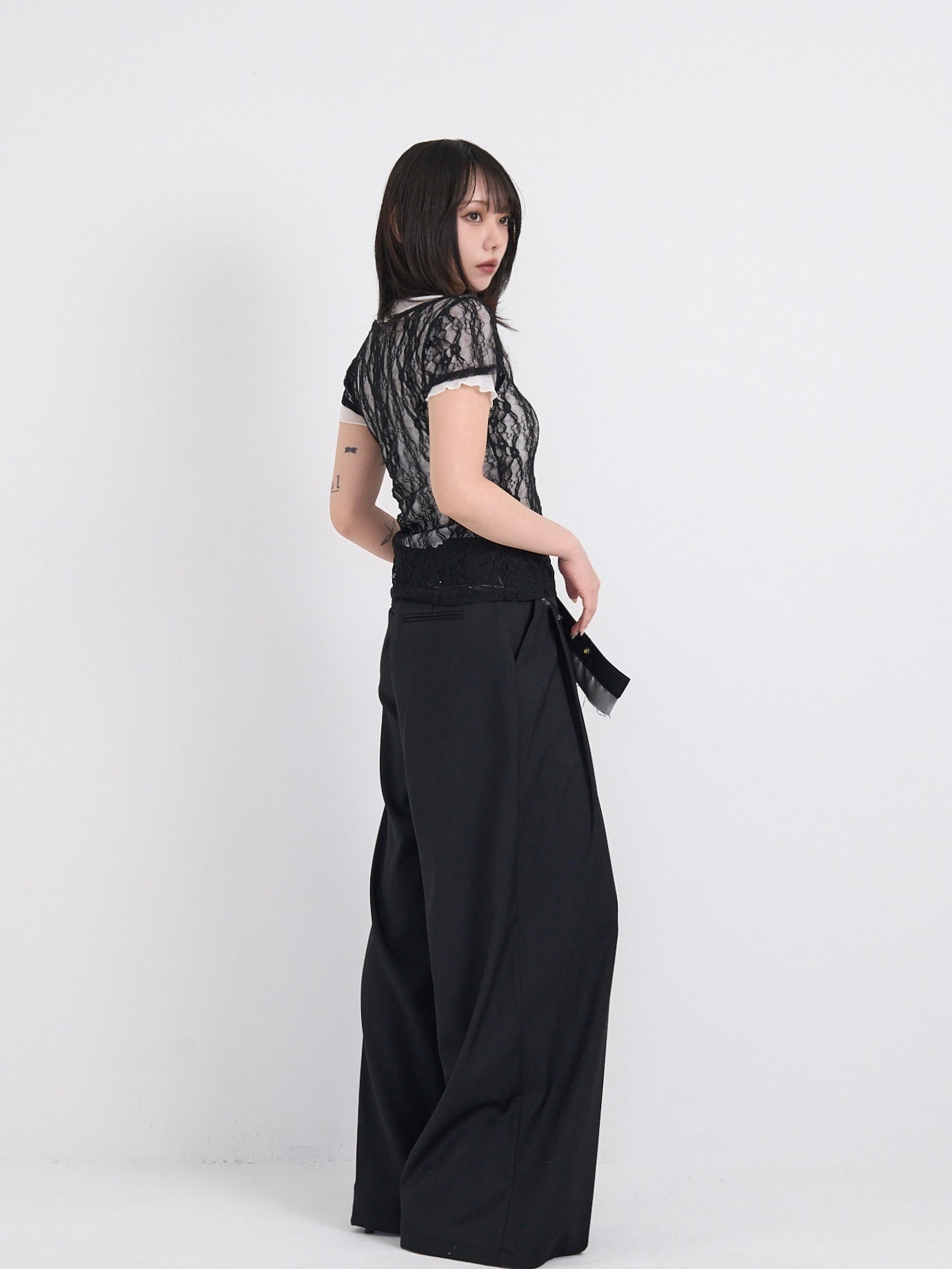 lace layered sheer tops