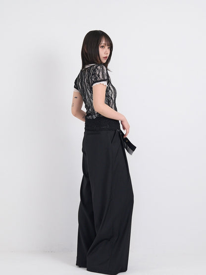 lace layered sheer tops