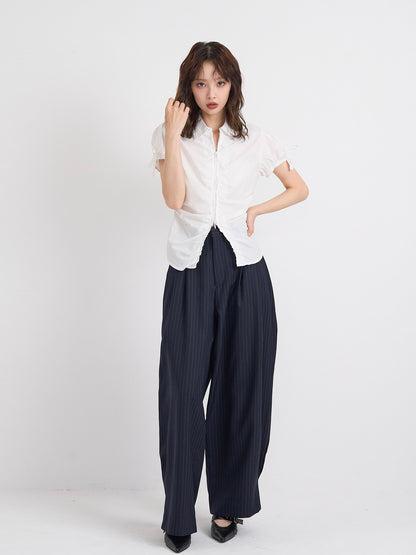 wide stripe tuck pants