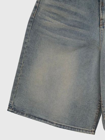 washed bermuda denim pants