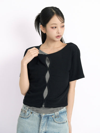 cut out stripe tops