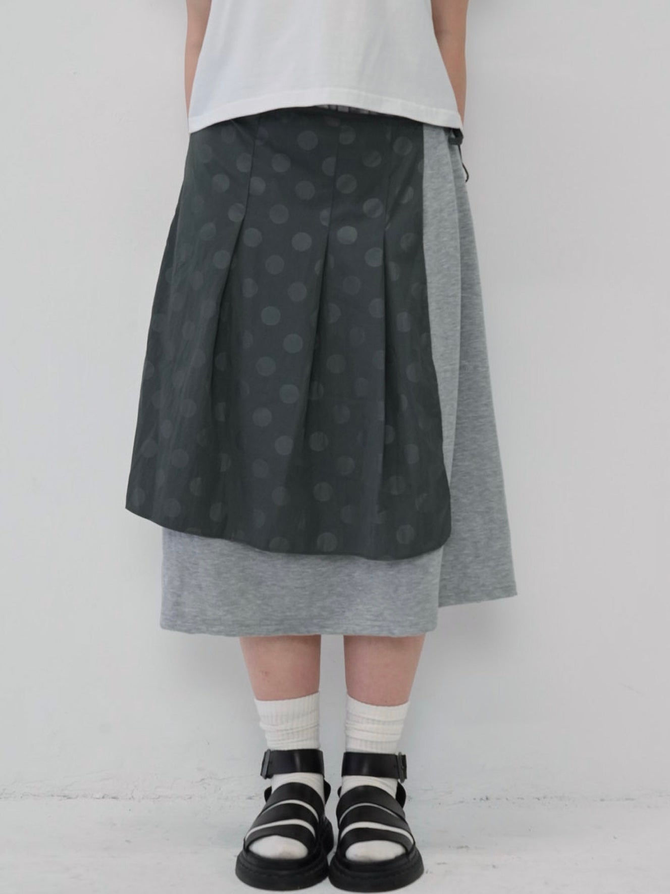 dot layered long skirt