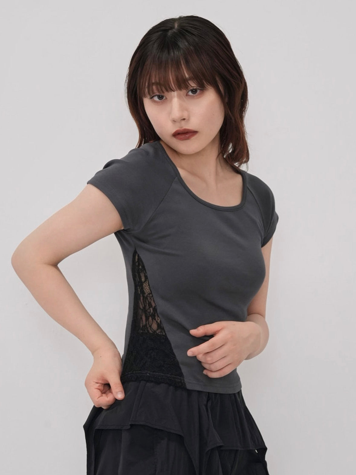 lace panel crop tops
