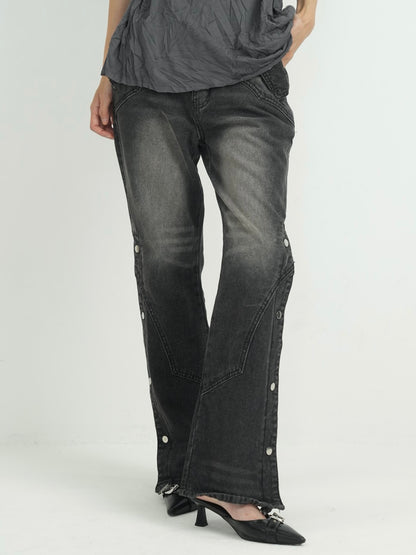 wide slit bootcut denim pants