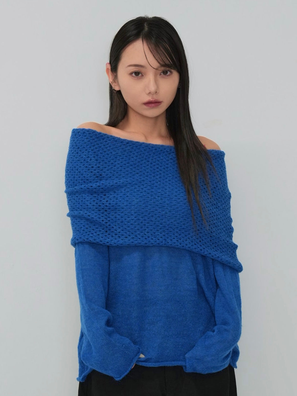 wool off shoulder knit