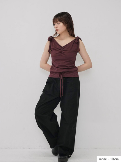 ribbon strap gather tops
