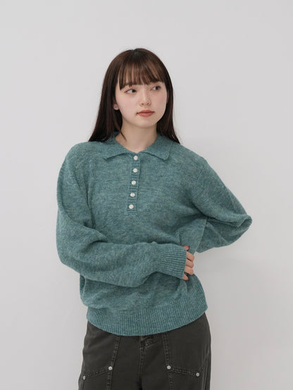 melange polo knit