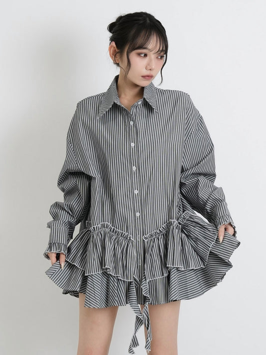 stripe frill over shirt