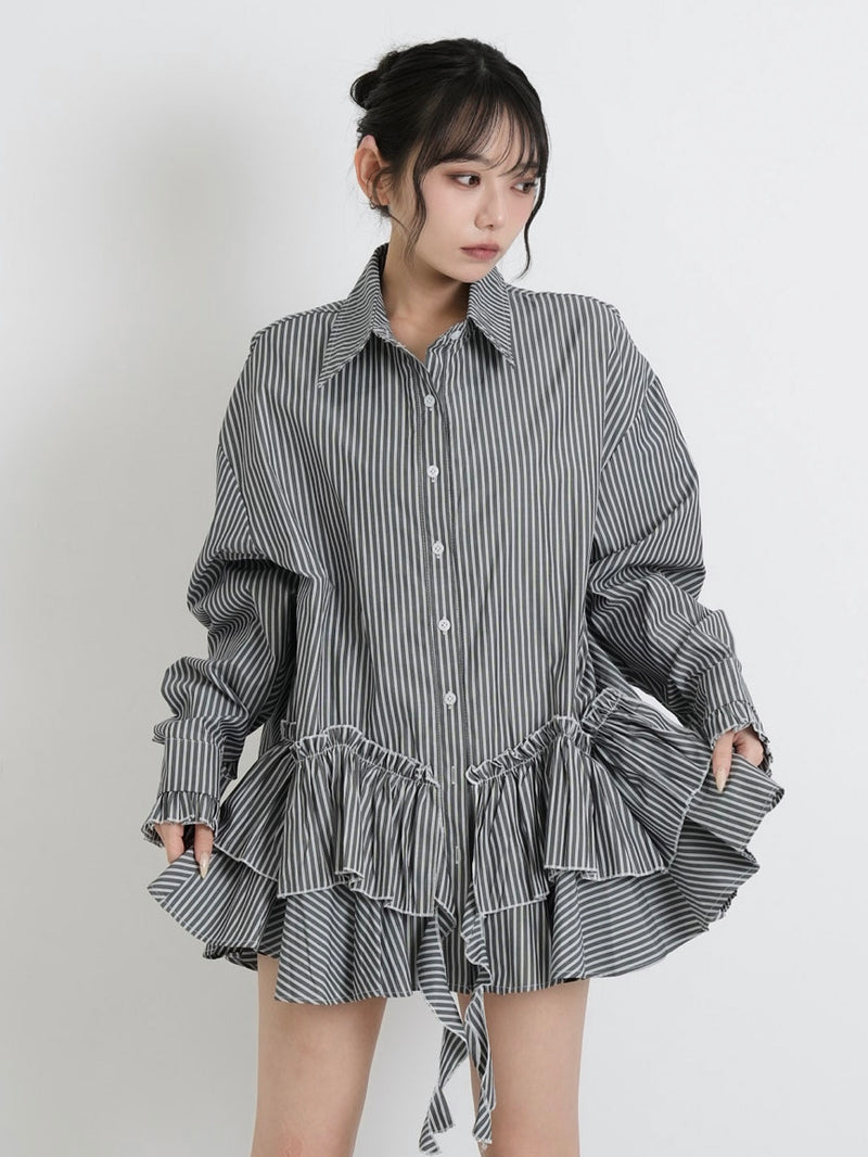 stripe frill over shirt