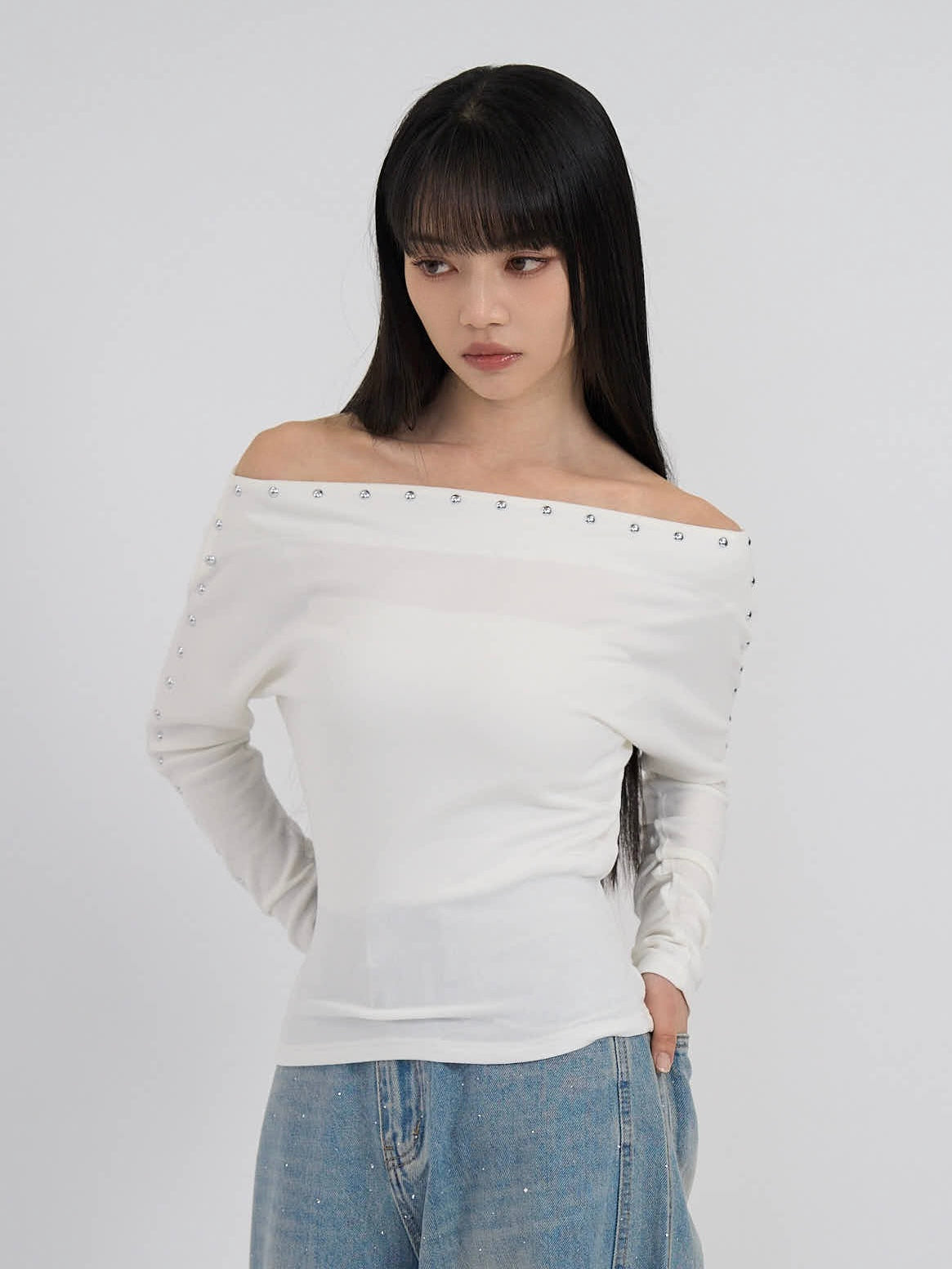 studs off shoulder tops