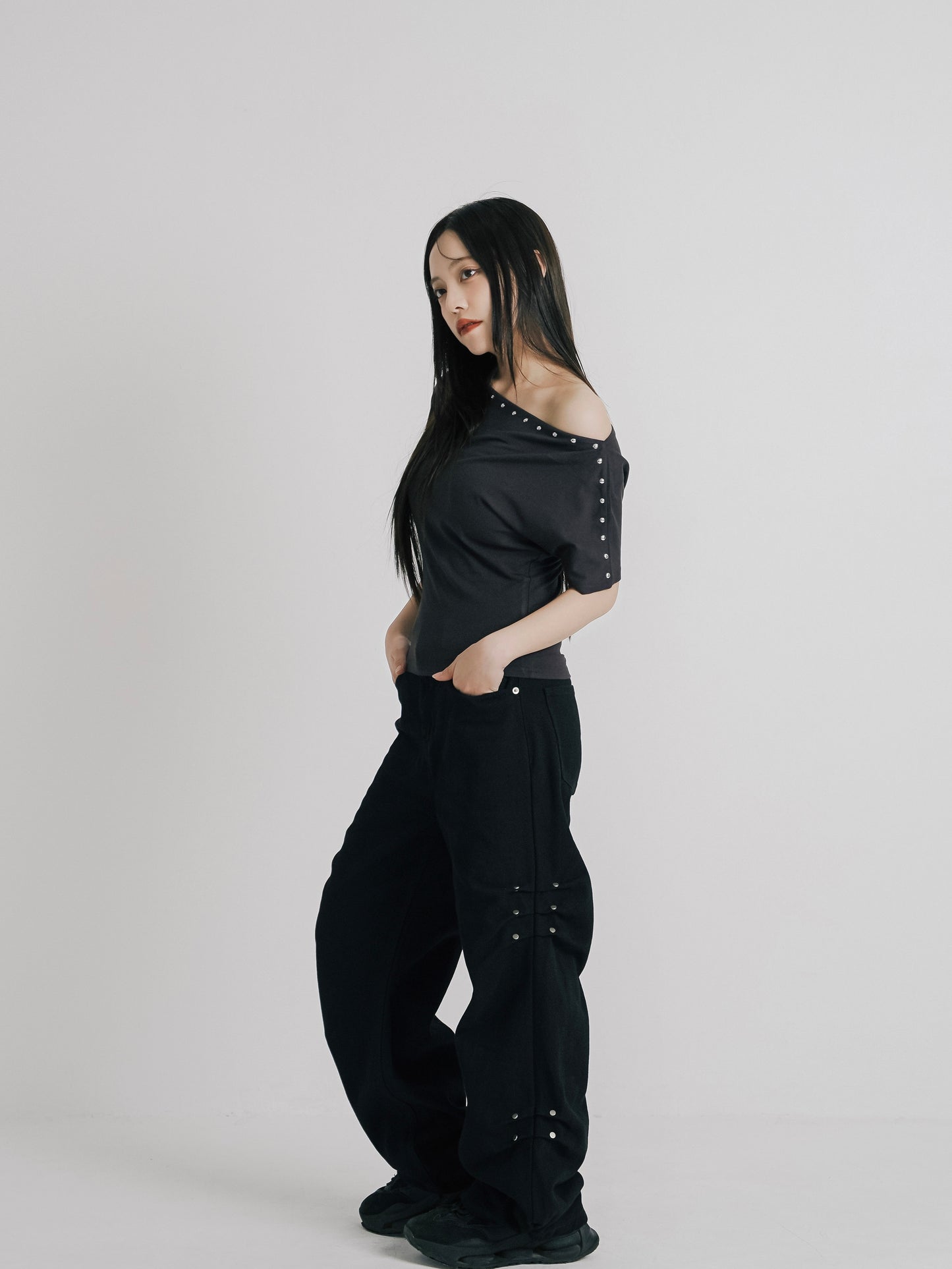 cotton side eyelet pants