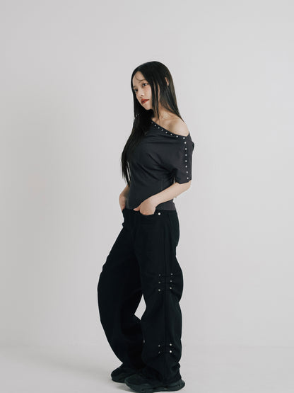cotton side eyelet pants