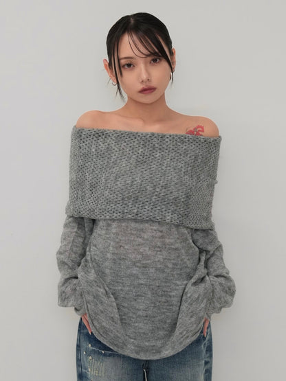 wool off shoulder knit