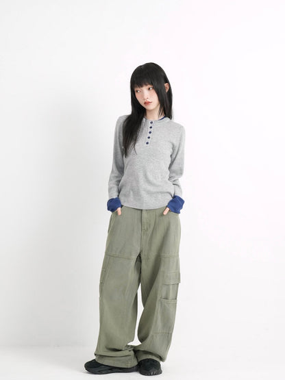 bicolor button round tops