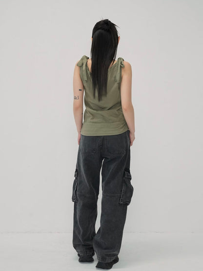 ribbon strap gather tops