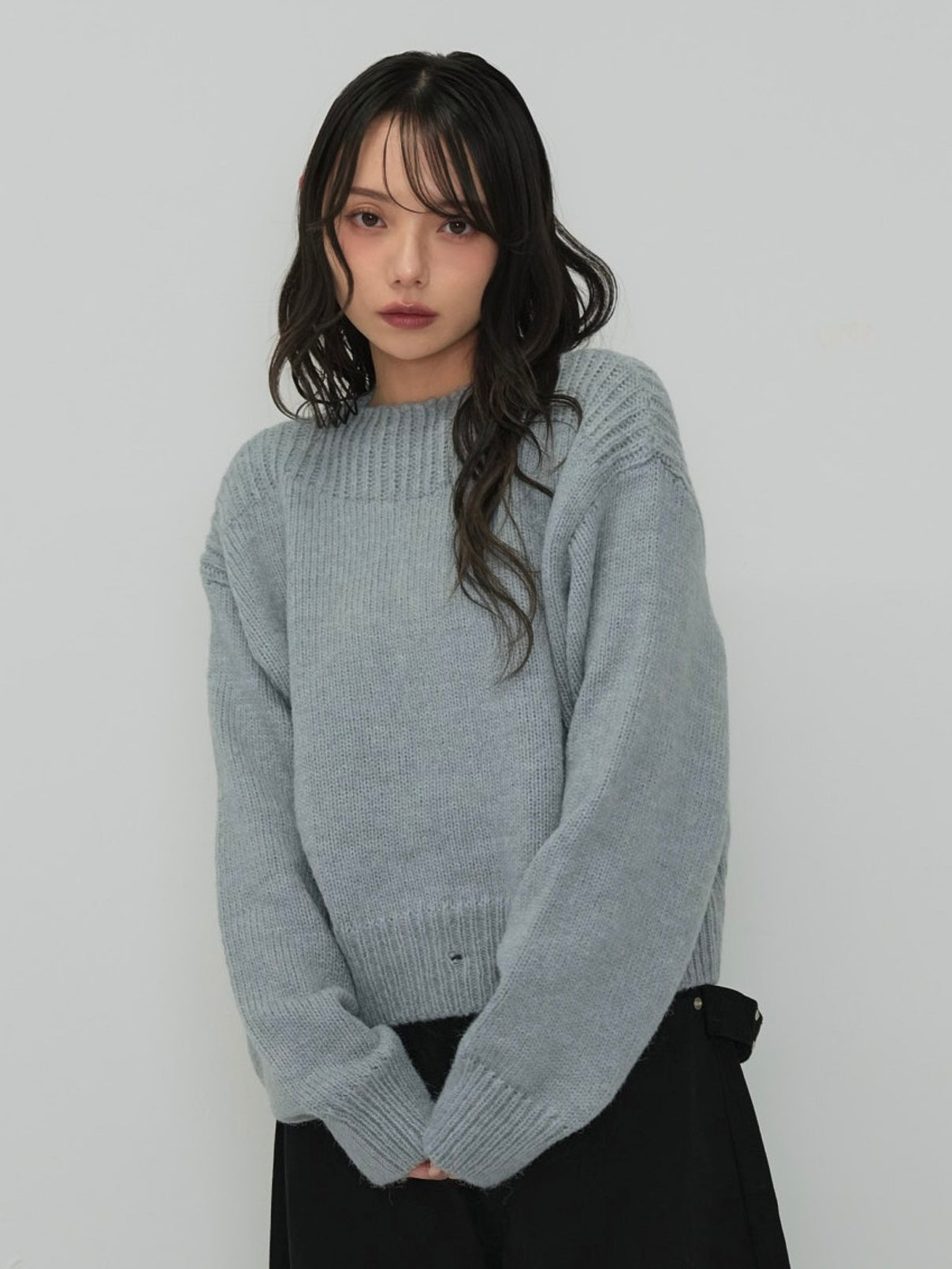 2way layered hem knit