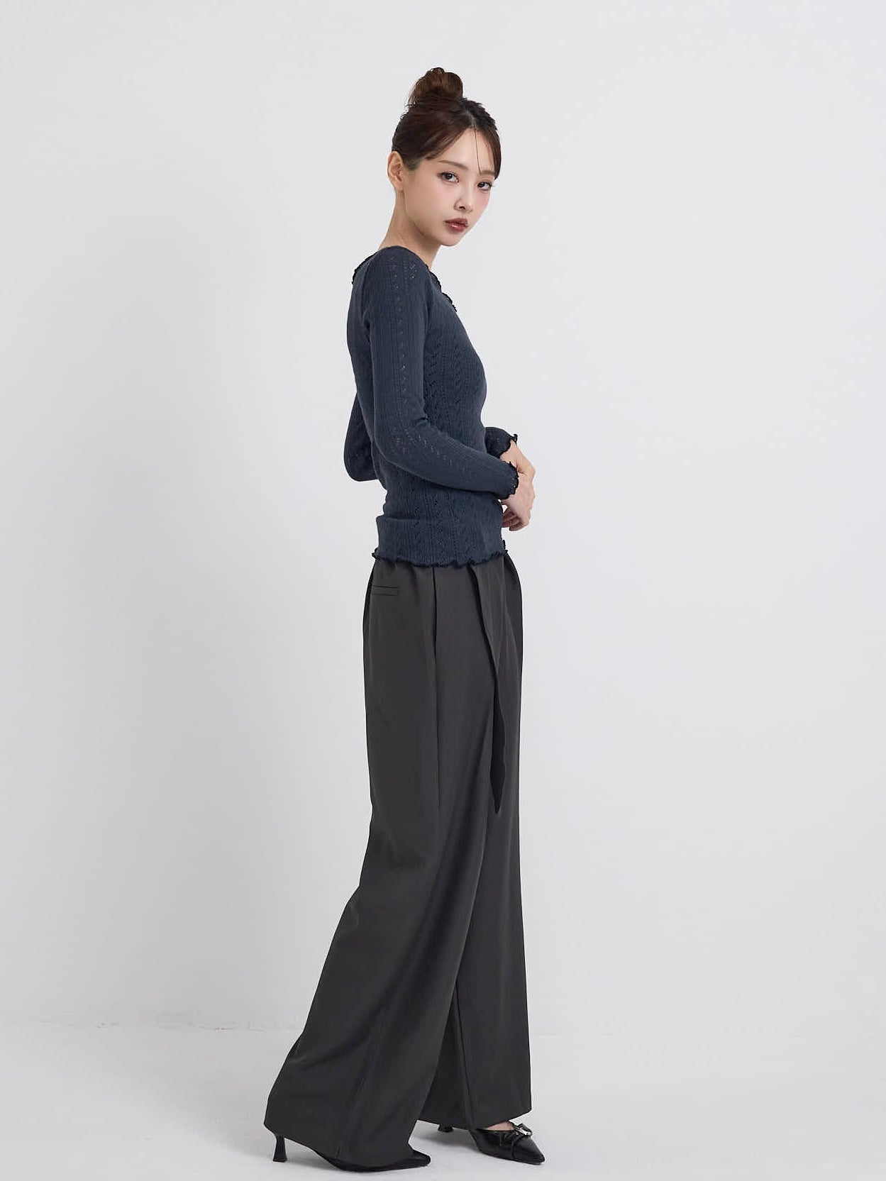 waist cord wide pants
