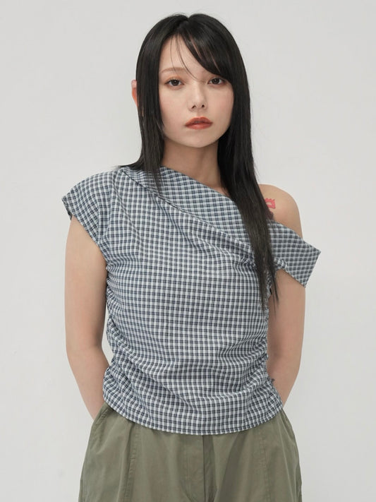 asym check blouse