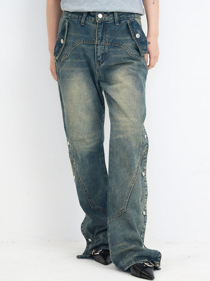 wide slit bootcut denim pants