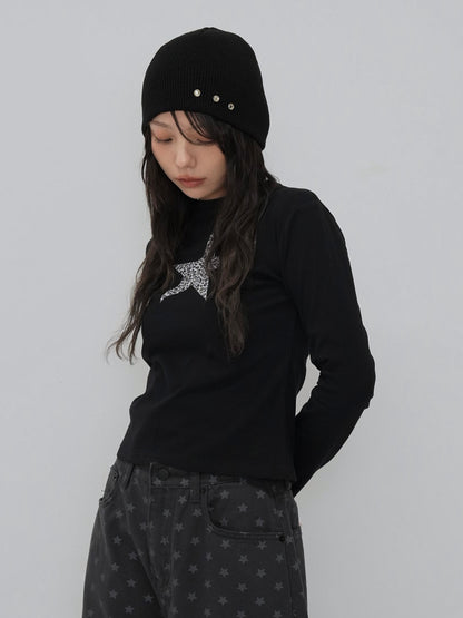 three studs knit beanie
