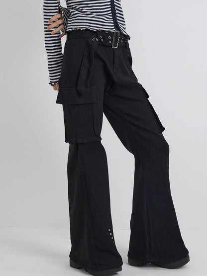 belt stud bootcut pants