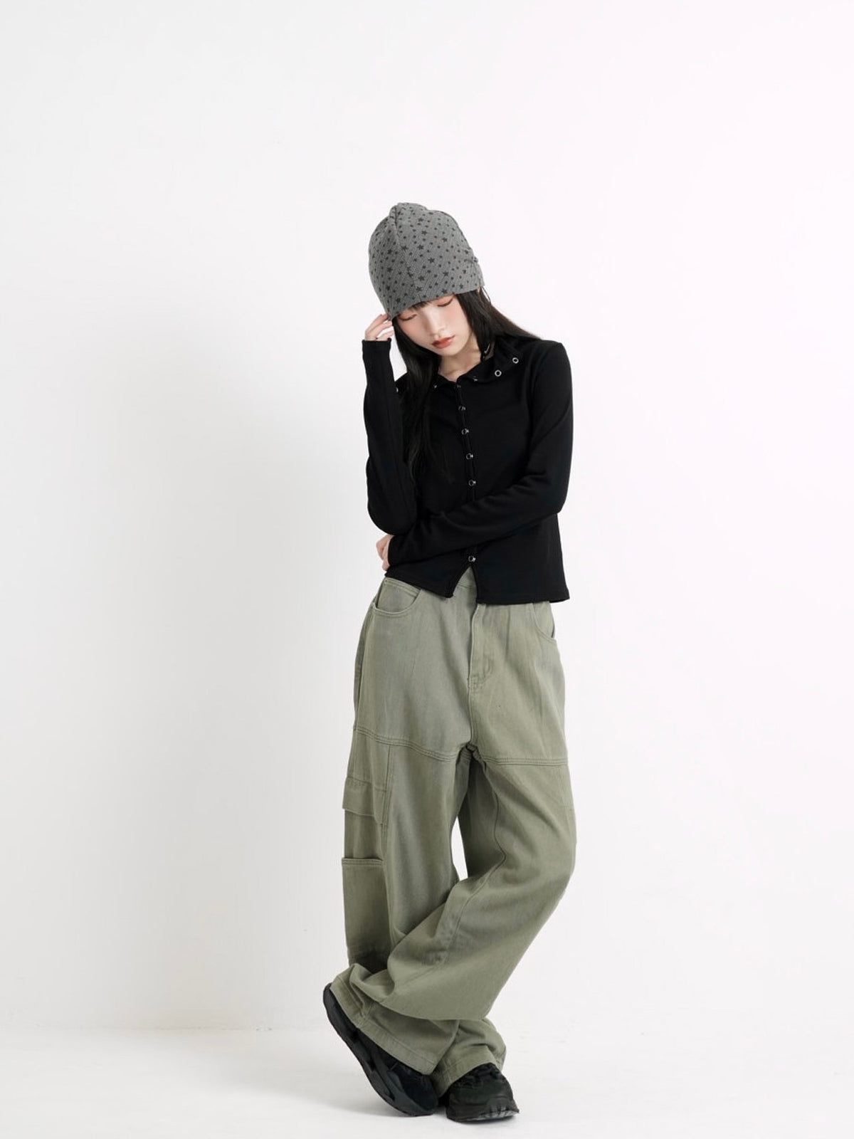 high neck fitted cardigan